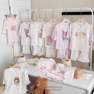 Mùa Hè Mỏng Phong Cách Trẻ Em Modal Bộ Đồ Ngủ Bé Gái Hoạt Hình Dễ Thương Tay Ngắn Loungewear Bộ Hai Mảnh