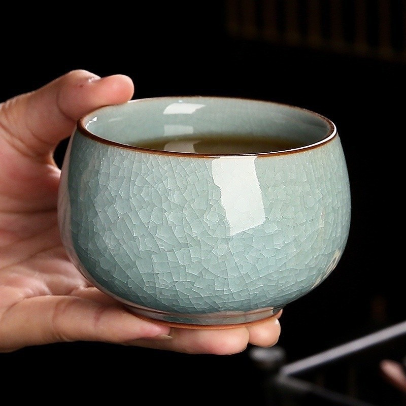 Ru Kiln Ice Flower Tea Cup Master Cup Sle Cup Mở Lát Gốm Trà Kung Fu Tea Set Tea Cup Đồ Gia Dụng Trà