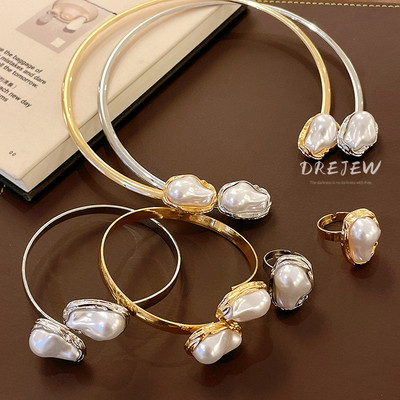 Drejew Hàn Quốc cổ ngọc trai nhân tạo gấp không đều kiểu Pháp cổ điển khí chất vòng cổ nhẹ sang trọng trang sức khí chất cao cấp