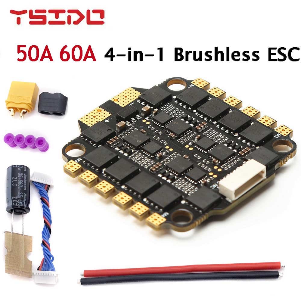 YSIDO Brushless 4 trong 1 ESC 50A 60A BLHELI _ S Dshot600 2-6S Lipo 30.5mmX30.5mm cho Mark4 Khung 7i