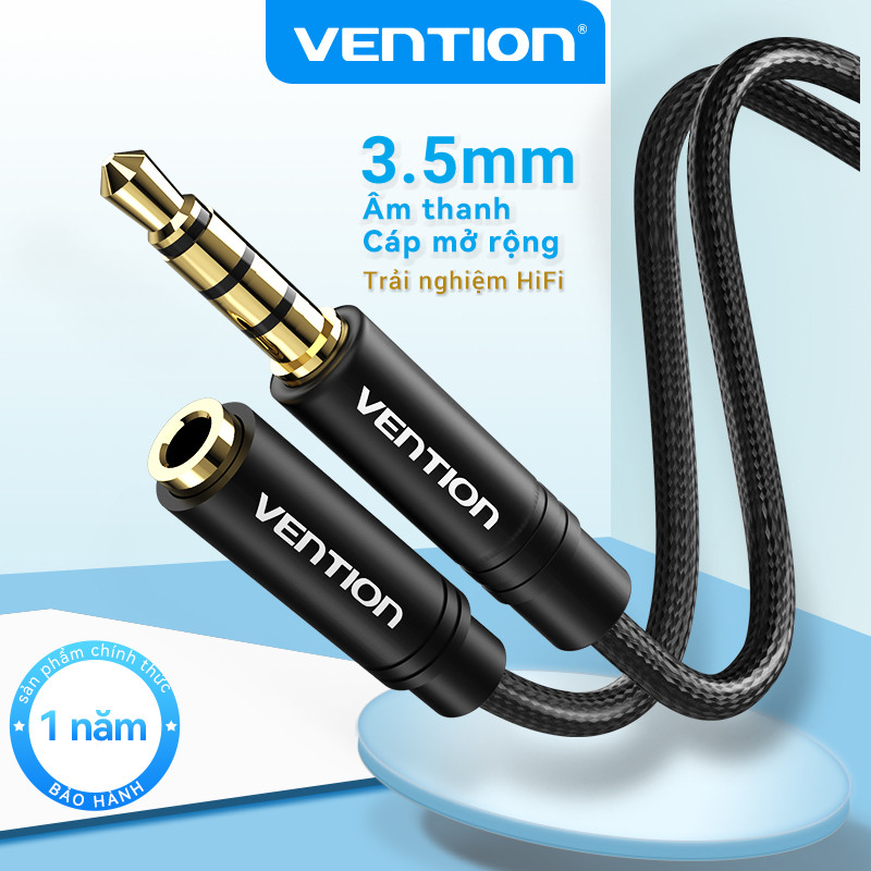 Dây nối dài cổng 3.5mm aux Vention Đầu mạ vàng cáp dài TPE 1m 2m dùng cho Tai…