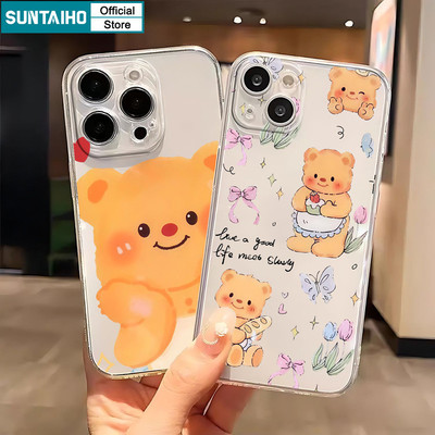 Ốp Điện Thoại Suntaiho Hoạt Hình Dễ Thương Gấu Trong Suốt Mềm Cao Cấp Chống Sốc Cho iPhone 11 12 13 14 15 16 Pro Max IP 7 8 Plus Iphon X XS XR Xs max