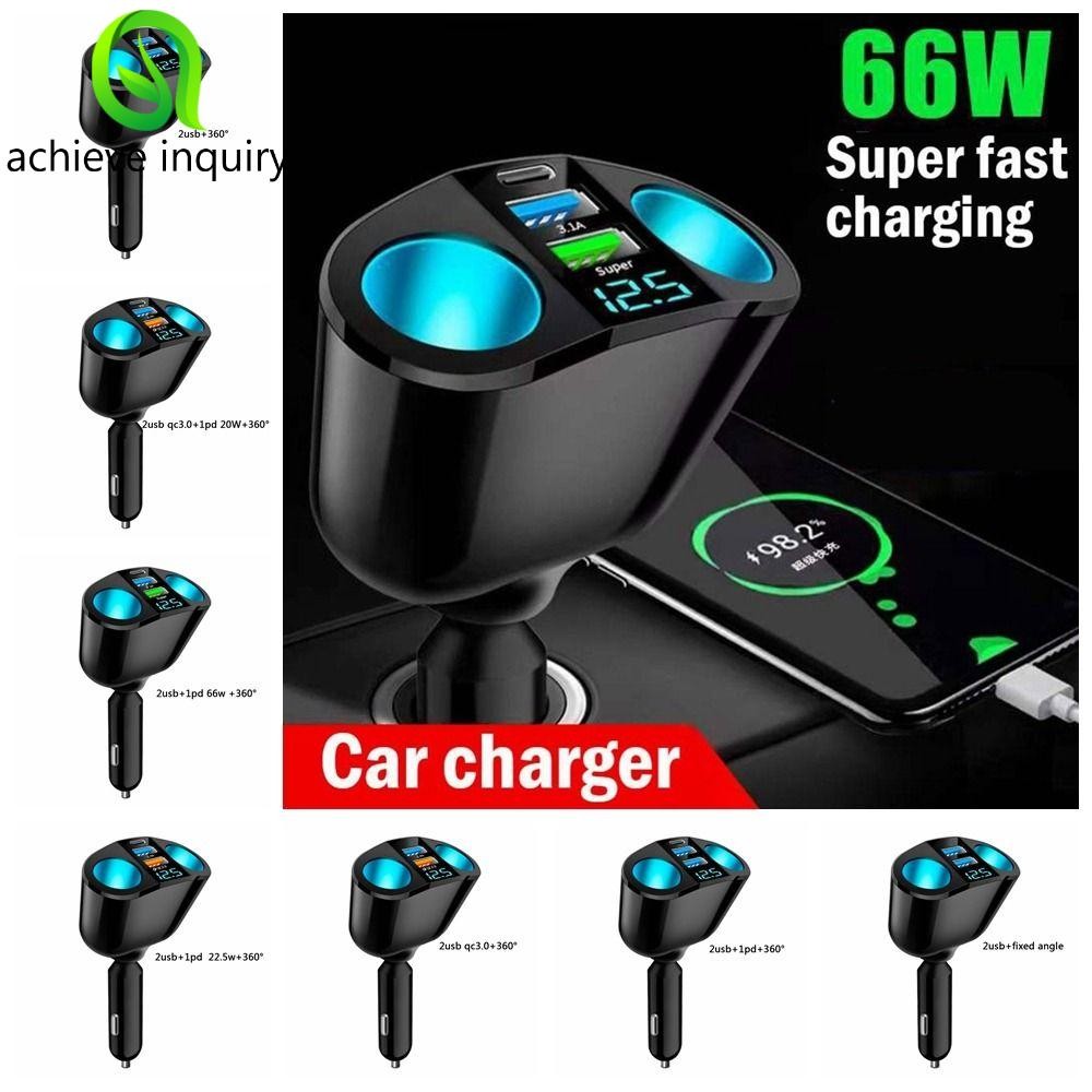 achieve inquiry achieve inquiry ACHIEVE INQUID Bộ sạc điện thoại di động trên ô tô, 2 ổ cắm bật lửa 