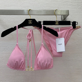 Ce5526 Hồng Trắng Lụa Tam Giác Ngực Miếng Lót Dây Đồ Bơi Nữ