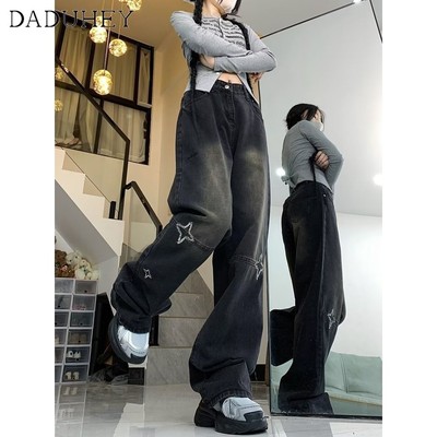 DaDuHey New American INS High Street Retro Jeans Niche High Waist Loose Wide Leg Pants Large Size Trousers