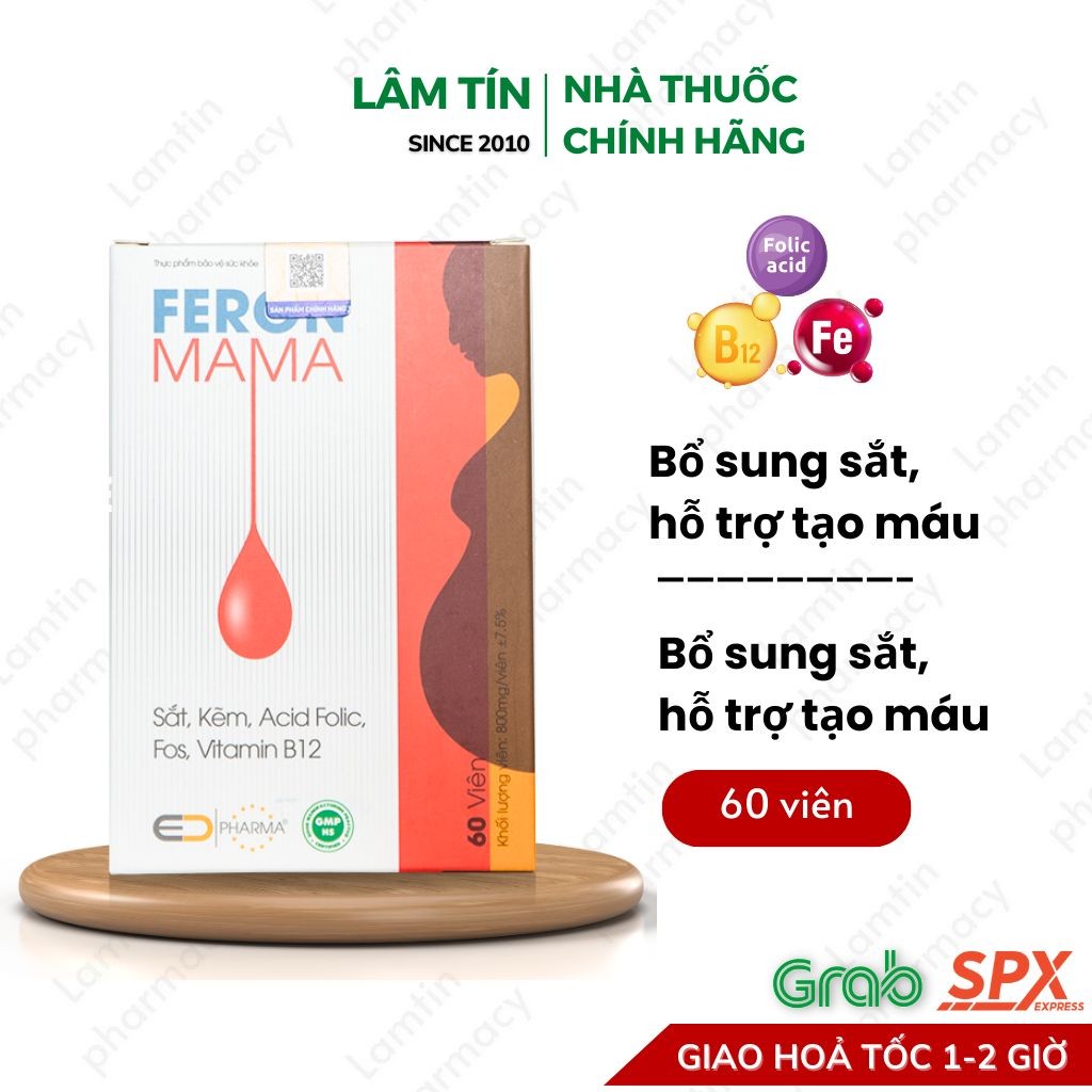 FERON MAMA - Bổ Sung SẮT, KẼM, ACID FOLIC, FOS, VITAMIN B12 Cho Phụ Nữ Có Thai