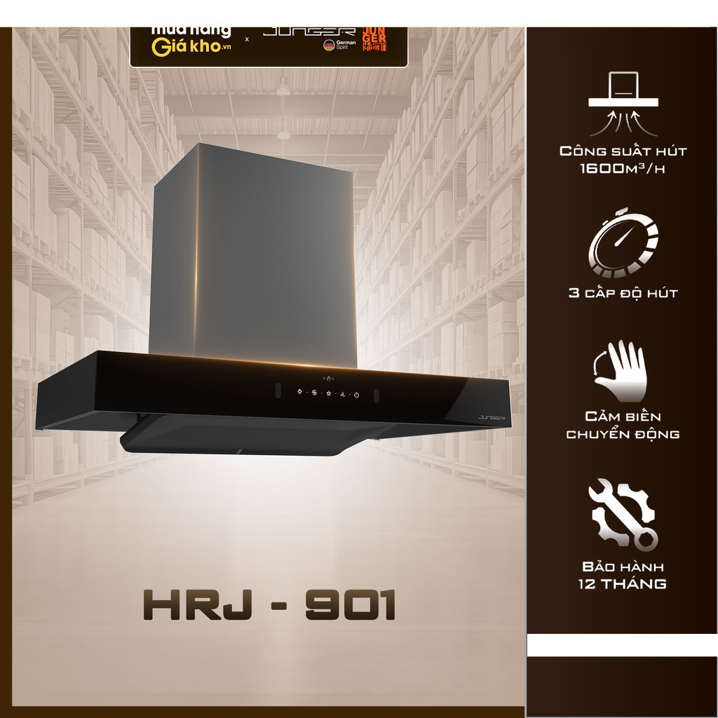 Còn 1c-Hút mùi Junger HRJ-901 Vẫy tay cảm ứng Công suất 1600m3/h