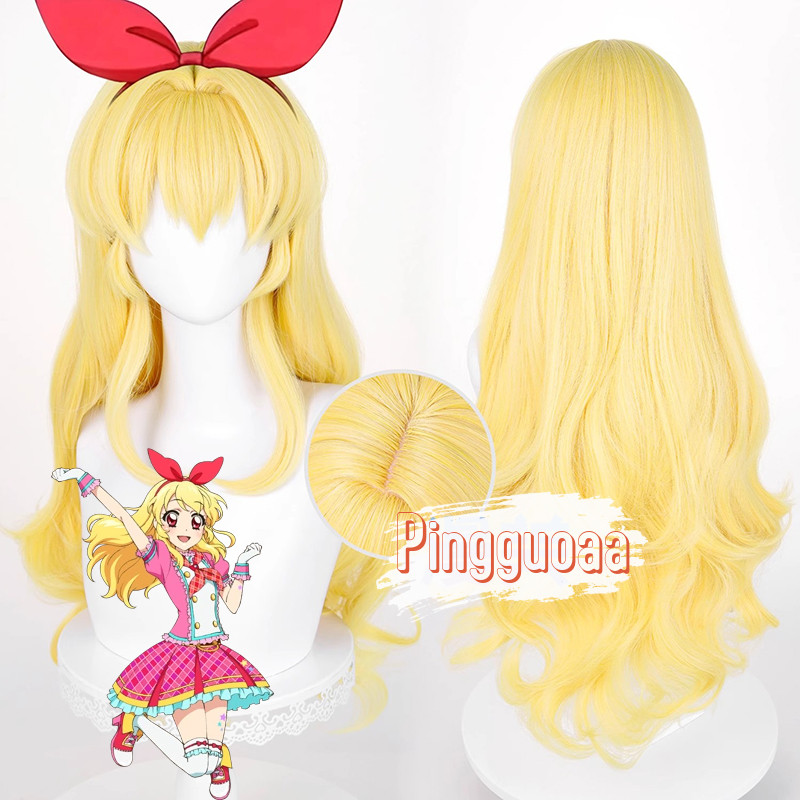 Aikatsu Ichigo Hoshimiya Cosplay Tóc Giả Dài 75cm Chịu Nhiệt Tổng Hợp Tóc