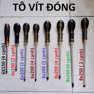 [Cực Rẻ] Bộ 8 cây tô vít đóng Gofuther đầy đủ thân 6ly và thân 8ly 2 đầu bake và dẹt (6x150/6x200/8x200/8x250)