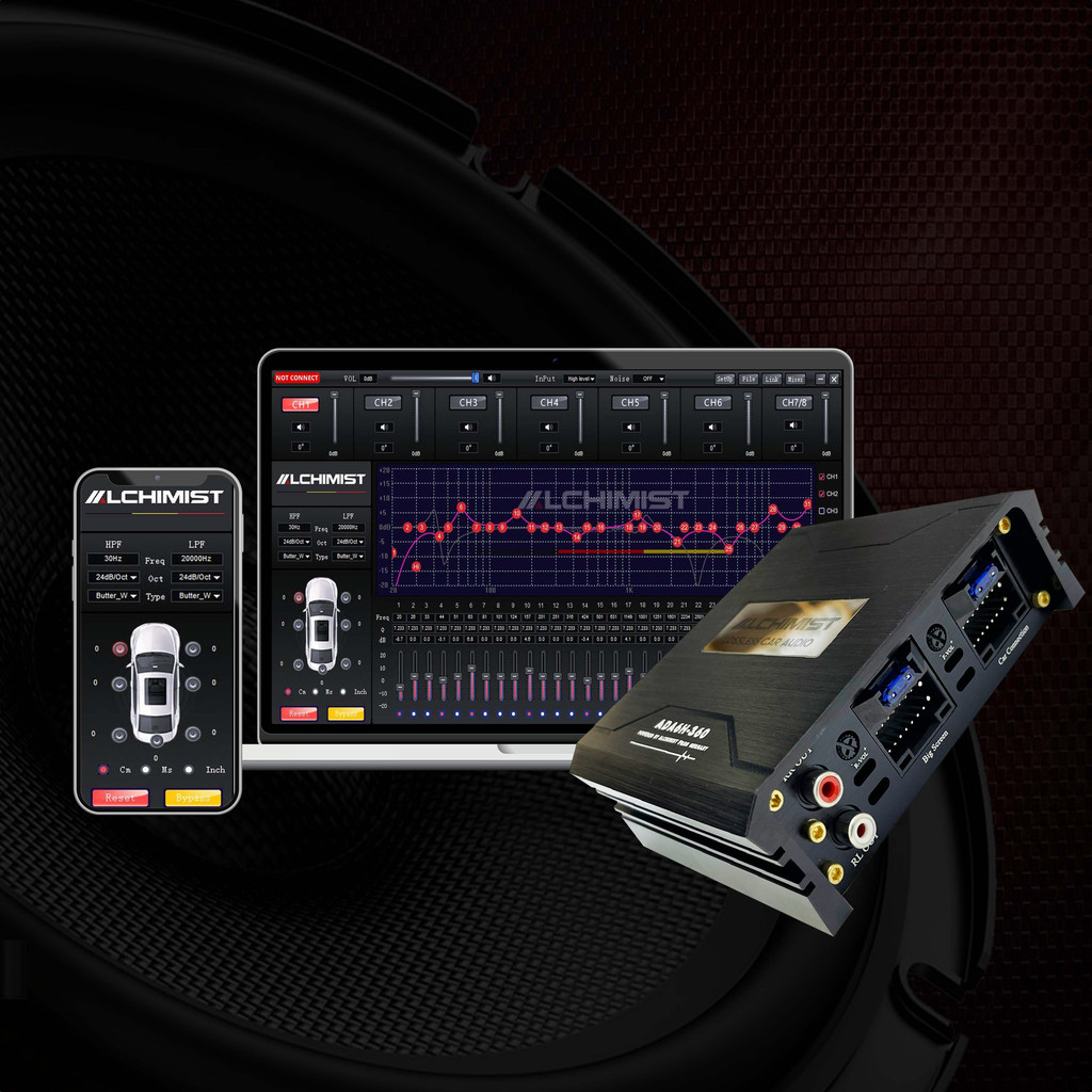 Amply ô tô Android Alchimist ADA6H-360 có Bluetooth lossless 5.1 Chỉnh App cắt tần điện thoại