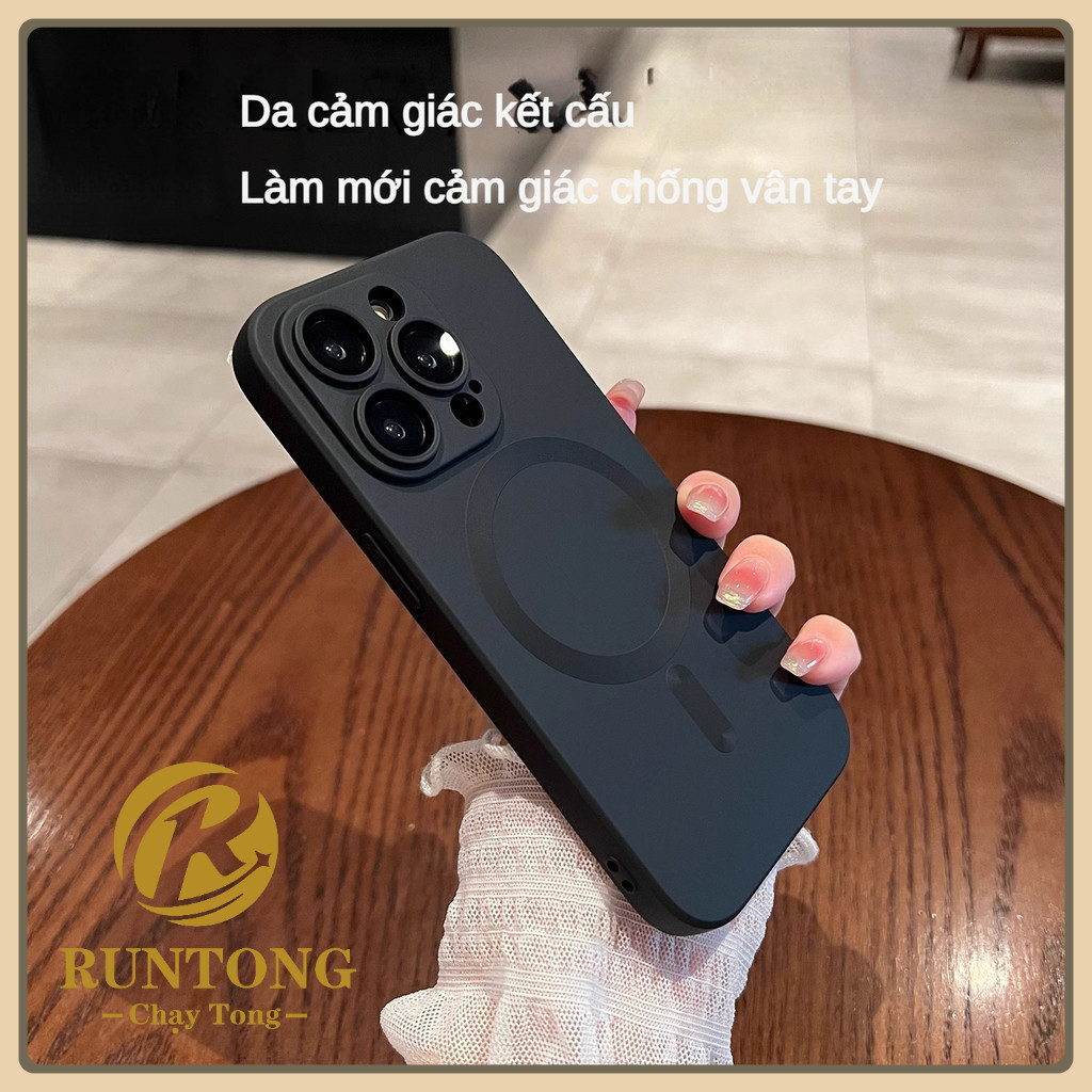 ốp lưng điện thoại silicon từ tính bảo vệ ống kính cho iPhone18 17 16 15 14 13…