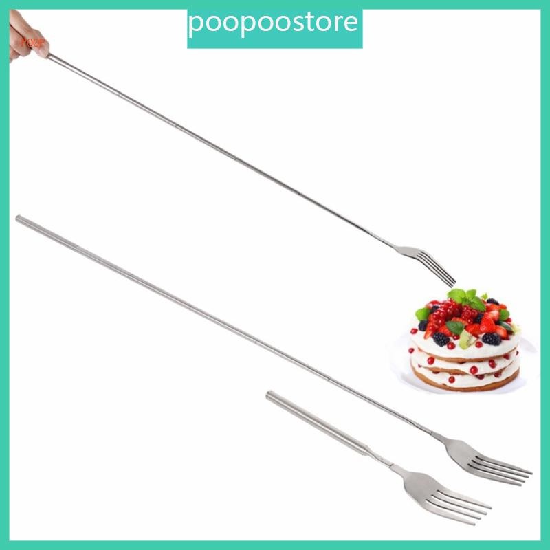 BBQ Telescopic Extendable Fork Dinner Fruit Dessert Long Handle Cutlery Forks