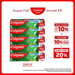 Bộ 5 Kem đánh răng Colgate ngừa sâu răng răng chắc khỏe 225g/tuýp tặng bàn chải