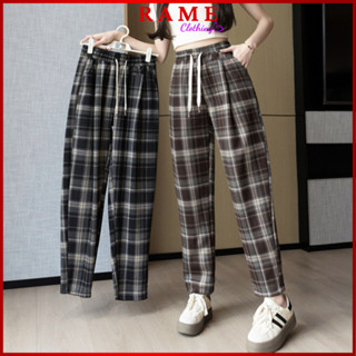Quần Baggy Nữ Kẻ Sọc Caro Chất Umi Hàn Cao Cấp Co Giãn 4 Chiều