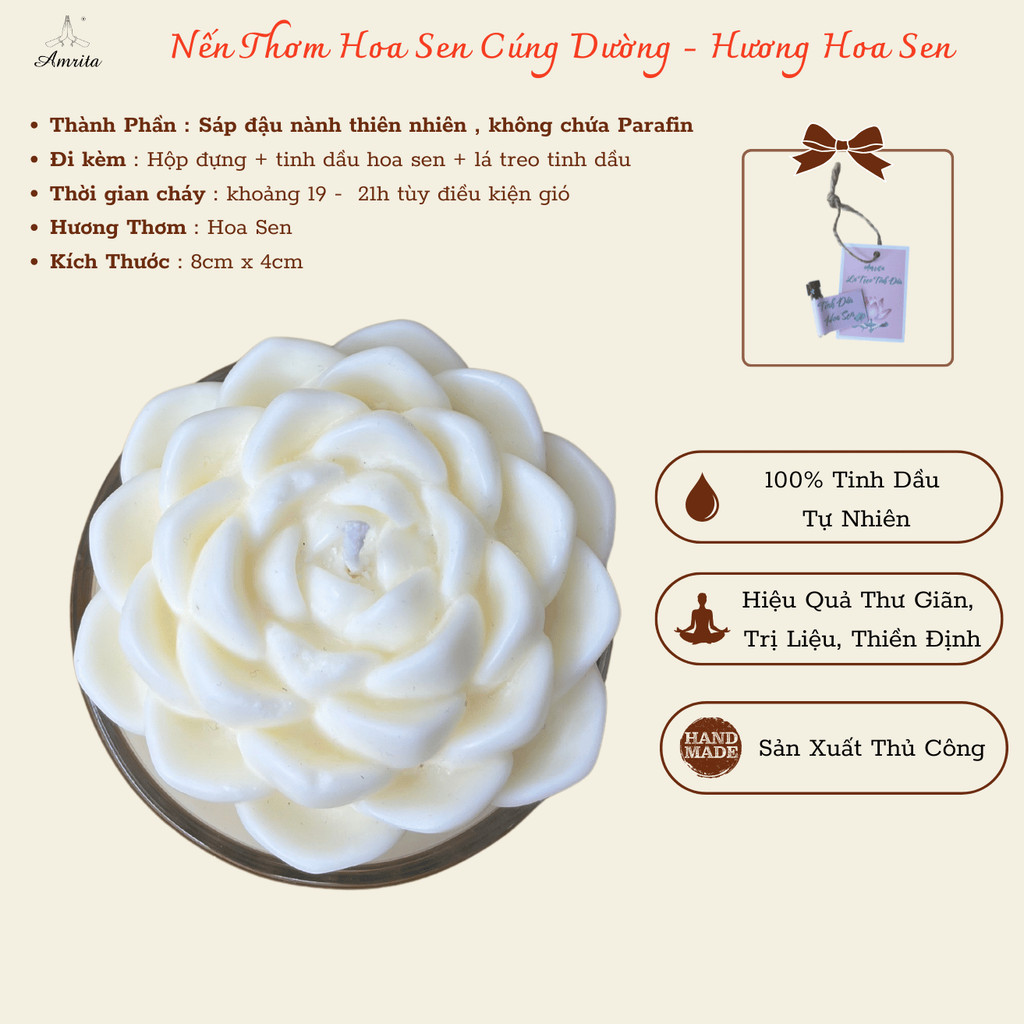 Nến Thơm Hoa Sen Cúng Dường - Hương Hoa Sen - Amrita