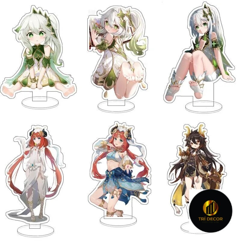 Mô hình Standee Anime Genshin Impact Nahida jfgkig Nilou Zhongli Phụ kiện trang trí để bàn góc học t