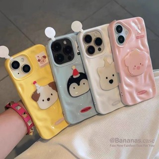 Tương thích với iPhone 17 16 15 14 13 12 11 Pro Max X XS XR XS Max 7 8 Plus Ốp Điện Thoại 3D DIY Hoạt Hình Động Vật Chim Cánh Cụt Sóng Lợn Ốp Lưng Mềm