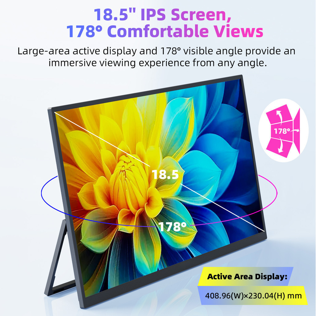 GOOJODOQ Màn hình mở rộng  Màn hình 14 / 15.6 / 16 / 18.5 inch Màn hình IPS góc rộng 1080P FHD Hình ảnh sống động Siêu mỏng & Thiết kế di động | BigBuy360 - bigbuy360.vn