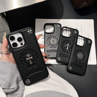  Ốp Da Cho iPhone 17 16 15 14 13 Pro Max Kim Loại Đinh Tán Thiết Kế Lỗ Lớn Khung Bảo Vệ Thiết Kế Dày Bảo Vệ Toàn Diện Chống Rơi Bao Da 
