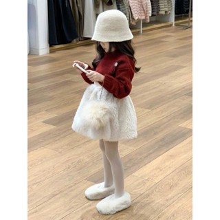   Quần áo trẻ em năm mới  Quần áo thu đông cho bé gái áo dài tay quần áo mới cho bé gái Hàn Quốc áo len tua rua ba chiều màu đỏ quần áo trẻ em thu đông váy trắng sang trọng cho bé gái Bộ hai mảnh quần áo trẻ em Hàn Quốc 5 