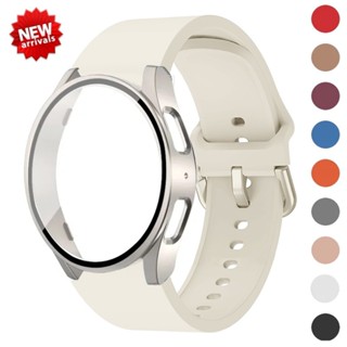  Dây đeo + Vỏ cho Samsung Watch FE 6 7 5 4 44mm Full PC bội thu bảo vệ màn hình cho Galaxy Watch 7 Dây đeo 40mm Vòng đeo tay thể thao SIlicone 