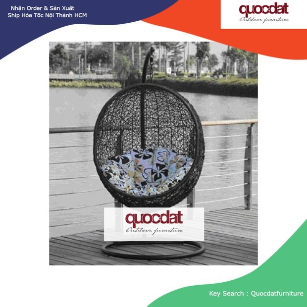 [HÀNG ĐẶT] 002 – Ghế Xích Đu Xuất Khẩu Cao Cấp, Poly Rattan Swing Chair | QuocDatFurniture