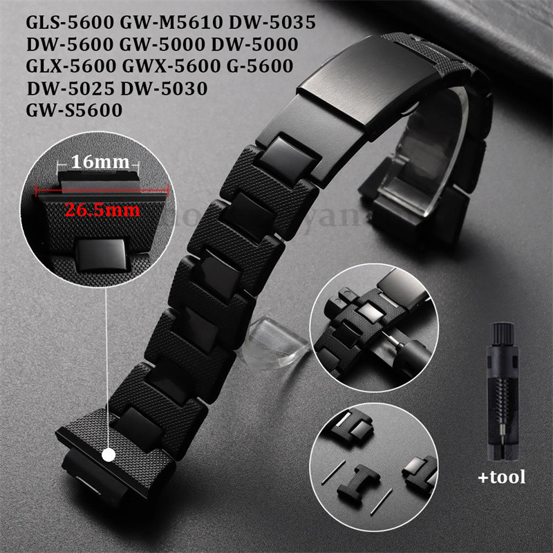 Dây đeo 16mm cho Casio G-shock DW-5600 DW-900 DW-6600 GW-M5610 Dây đeo đồng hồ bằng thép nhựa màu đe
