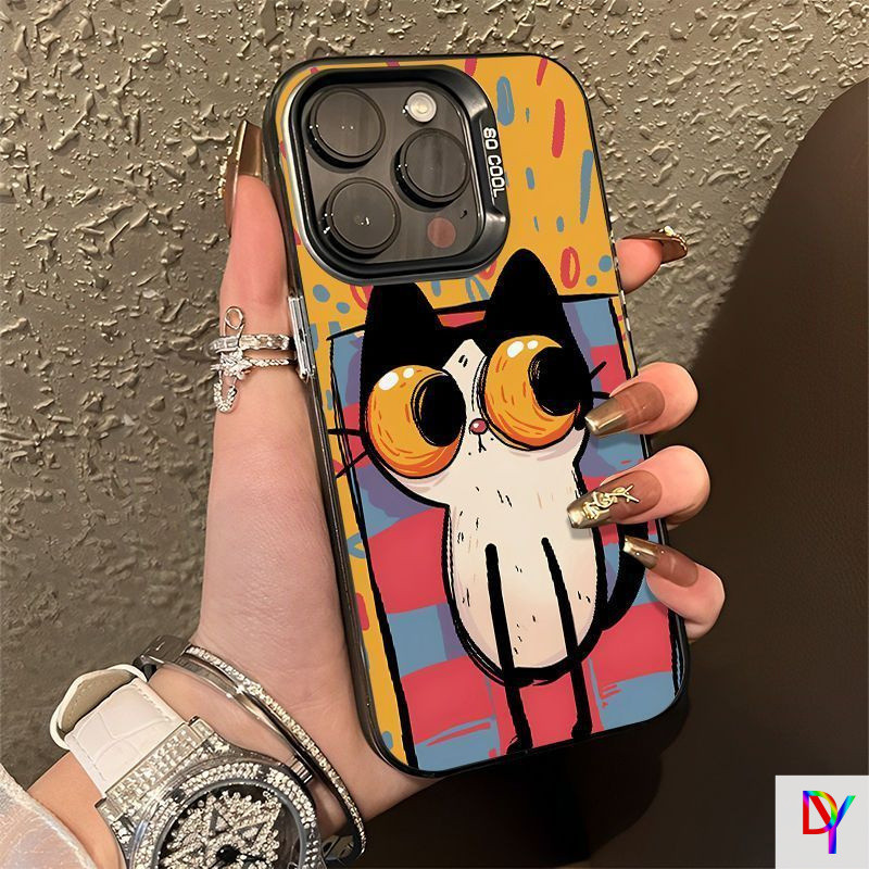 Mèo Quirky Thích Hợp Cho Apple 16 Pro Max Ốp Điện Thoại Nữ iPhone 15 Bạc 14 13 Full Coverage 12 Fun 