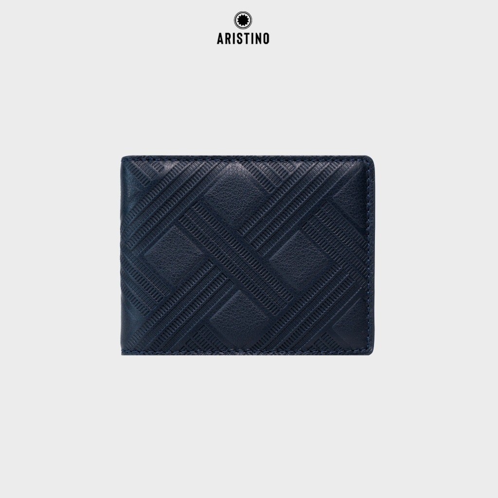 Ví Ngang Nam Aristino chất liệu da bò cao cấp, họa tiết Đan Lát - AWE0230Z1