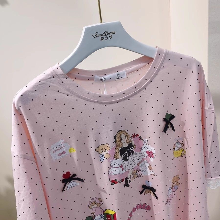 ✨7.1 Homewear Bộ Đồ Ngủ Áo Chui Ren Nơ Tay Ngắn Nhà | BigBuy360 - bigbuy360.vn