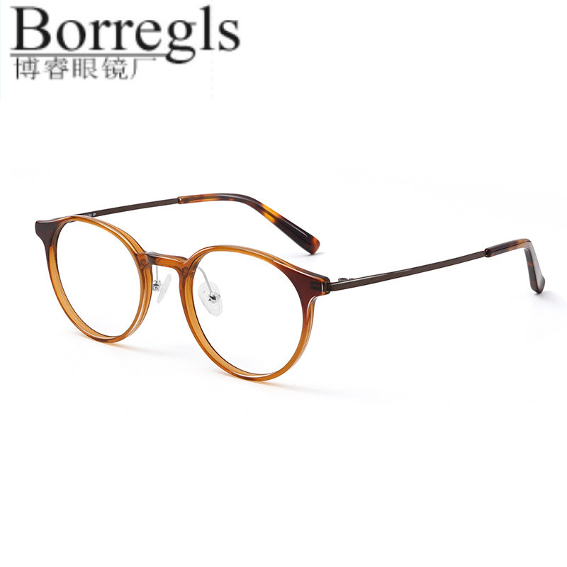 Thâm Quyến Kính Phong Cách Mới Acetate Kính Khung Đồng Bằng Kính Nguyên Chất Titan Khung Full Titan 