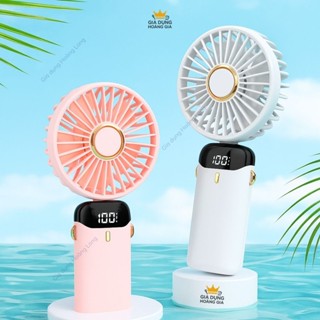 Quạt Cầm Tay Mini Tích Điện ,Pin Sạc 13.000mAh,5 Tốc Độ Gió Có Dây Đeo Cổ,Đèn LED Hiển Thị Mẫu Mới