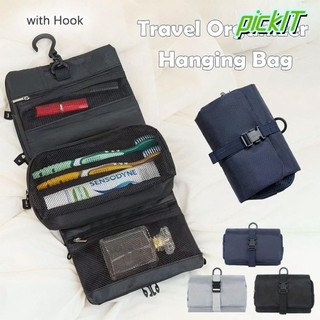 Túi giặt du lịch PICKIT, có móc Túi đựng đồ vệ sinh có thể gập lại có thể tháo rời, Túi đựng đồ treo công suất lớn đa chức năng 3 trong 1 di động Phòng tắm