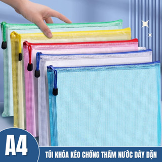 Túi Đựng Giấy Tờ A4/A3 Chống Thấm Nước - Túi Lưới Khóa Kéo PVC Cao Cấp, Sắp Xếp Bài Tập Giấy Tờ Tiện Lợi