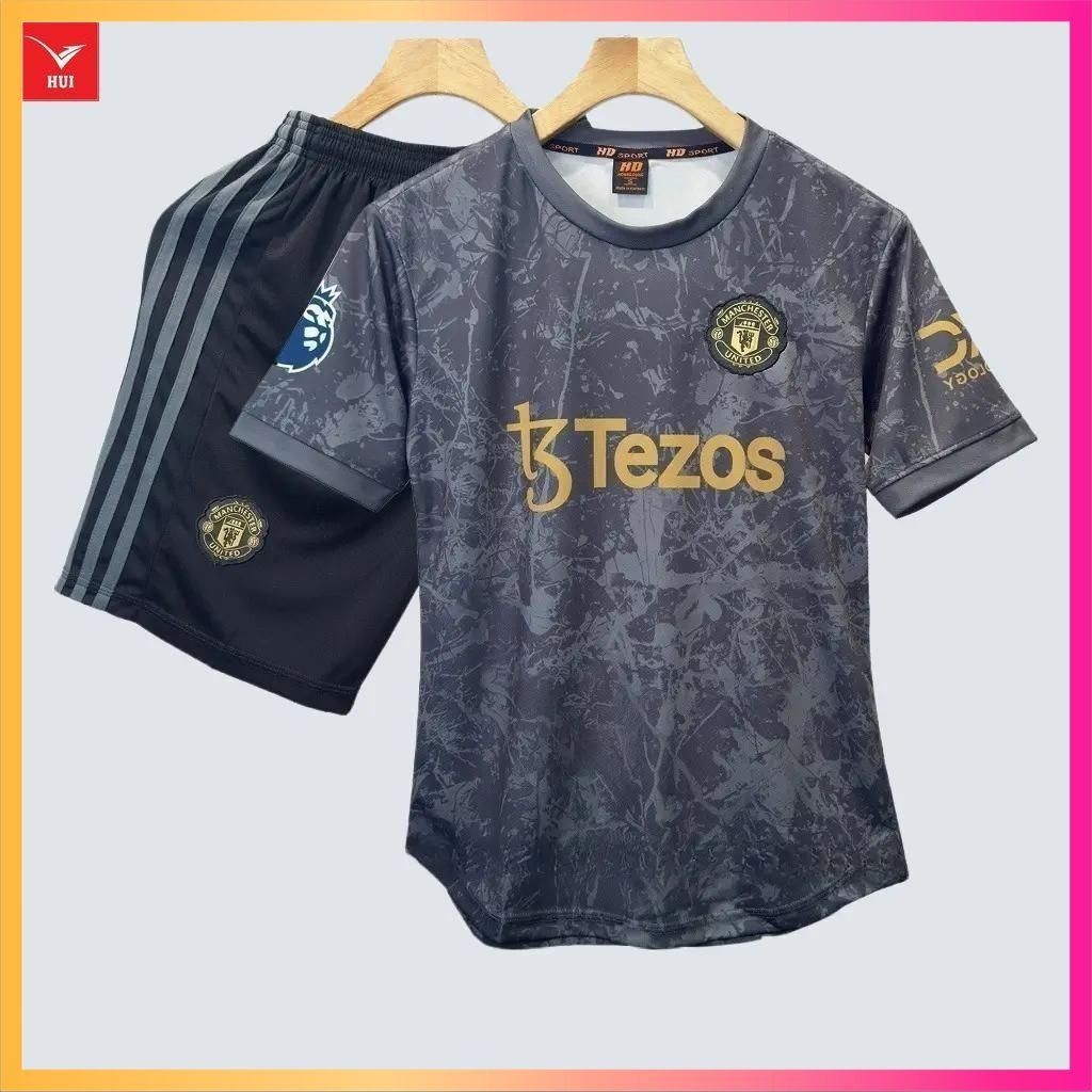 Free in - TOP Bộ Quần Áo Bóng Đá Đồ Đá Banh MU Xám 2024 2025 Thun Mè Cao Cấp.