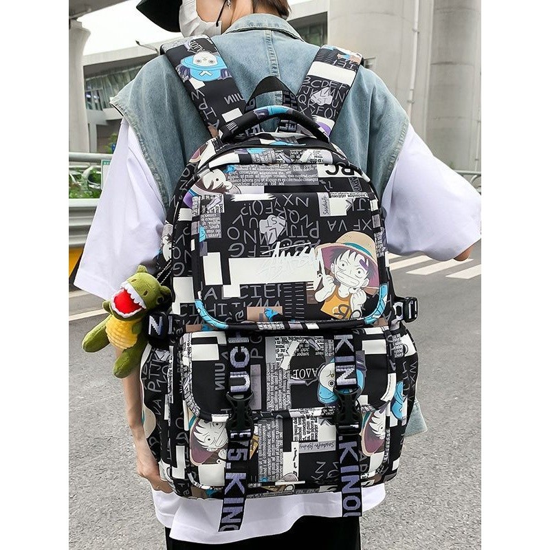 Ba lô phong cách mới cho nam và nữ học sinh trung học và đại học ba lô dung tích lớn họa tiết graffiti thời trang Hàn