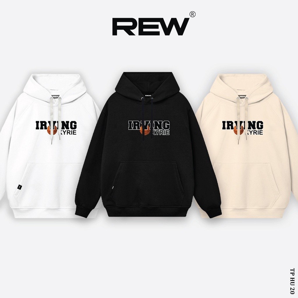 Áo Hoodie REW bóng rổ basic nam nữ unisex form rộng mặc cực đẹp, chất nỉ cotton Hàn cao cấp, hợp mọi
