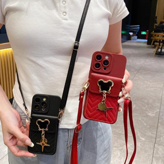 Cho Samsung Galaxy A06 A16 A26 A36 A56 M55 M15 M35 A55 A35 A15 A25 M54 M34 M14 A05S A05 A4 A04E A14 A54 A34 A33 A53 A73 A24 A52 A52S A72 A51 A71 A32 A22 Chủ ví ví hoạt hình Dây đeo có dây buộc Chân đế Vỏ điện thoại mềm Ốp lưng