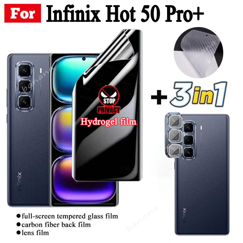 3 trong 1 Infinix Hot 50 Pro + Full Cover Soft Privacy Hydrogel Film Bảo vệ màn hình cho Infinix Hot