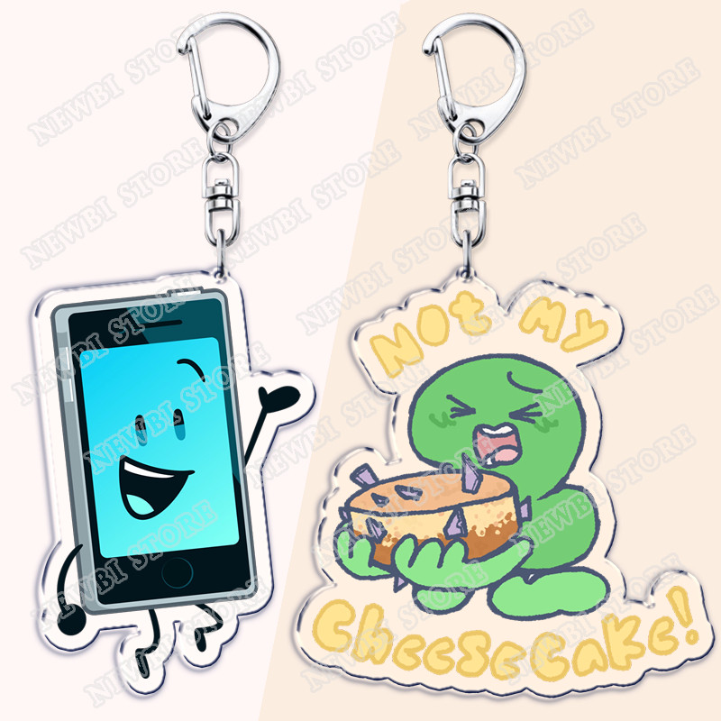 Game BFDI BFB Characters Keychain for Accessories Bag Firey Ruby Teardrop Flower Pin Coiny Price Tag