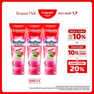 [MỚI] Bộ 3 Kem đánh răng Colgate MaxFresh Hương nhiệt đới, tinh thể cầu vồng the mát 100g/ tuýp