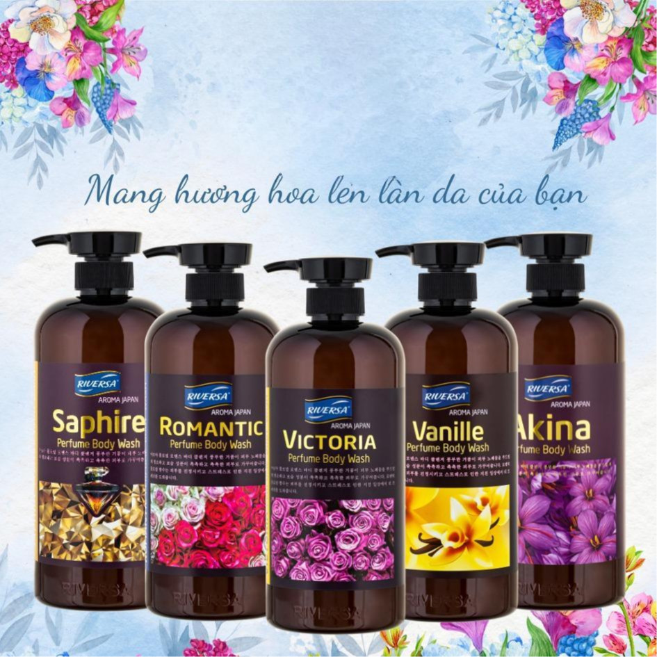 Sữa tắm sáng da dưỡng ẩm hương nước hoa Aroma Riversa 950ml
