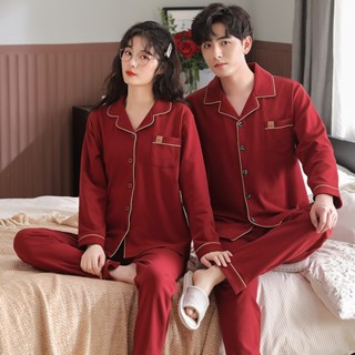 Đồ ngủ nam nữ cặp đôi mới cưới Bộ đồ mặc nhà chất cotton rộng rãi mùa xuân thu đông bộ đồ mùa hè