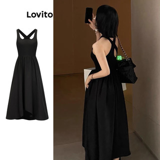 Đầm Lovito màu trơn xếp ly phong cách cổ điển cho nữ L86ED220