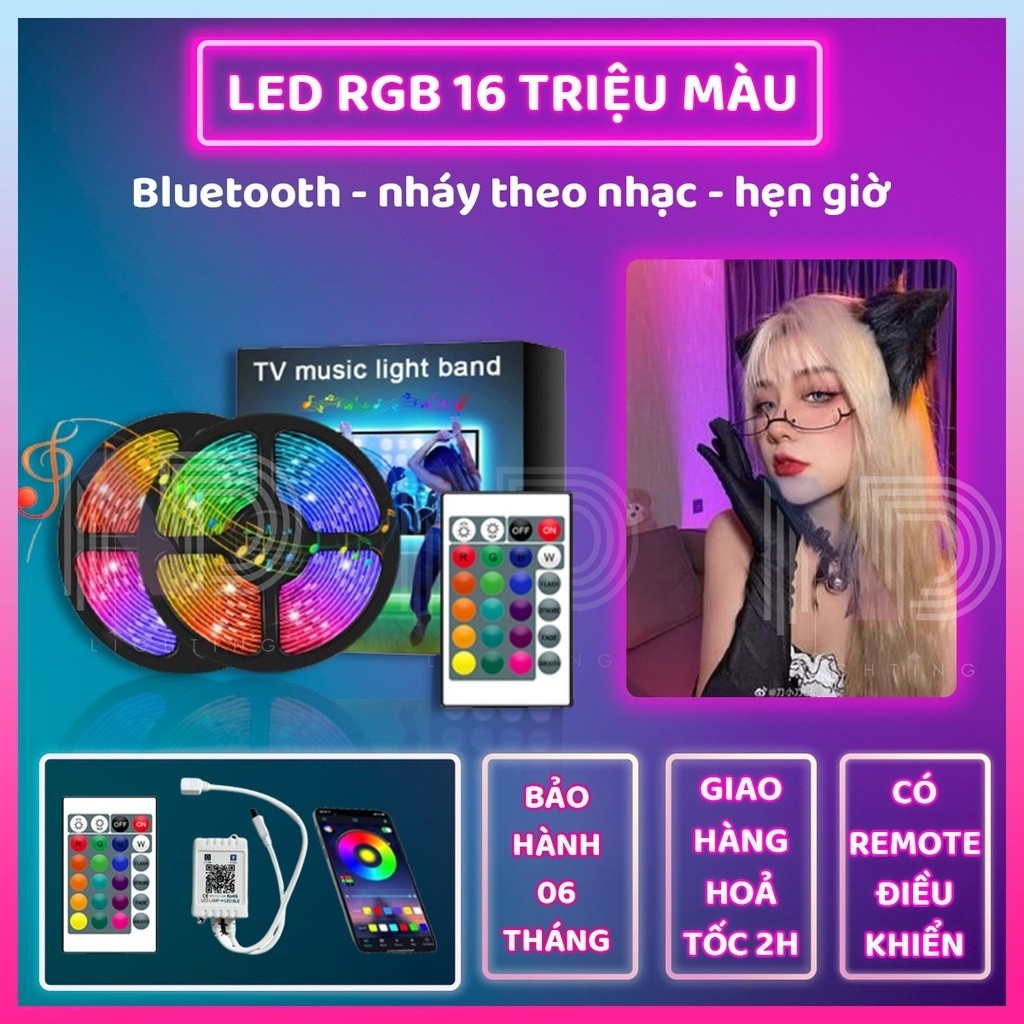Đèn Led RGB 5m 10m Điều Khiển APP 16 Triệu Màu, Pha Màu DIY đèn trang trí phòng ngủ Led 5050 RGB Loạ