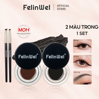 FelinWel - Bộ gel kẻ mắt 2 màu, đi kèm cây cọ dành(không bắt buộc), cho mắt và chân mày, Sự phê duyệt của MOH