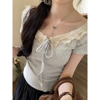 Focus local brand Áo baby tee nữ Xám Hàn Quốc tay ngắn mùa hè 2025 mới mỏng độc đáo ngắn đẹp coquette top