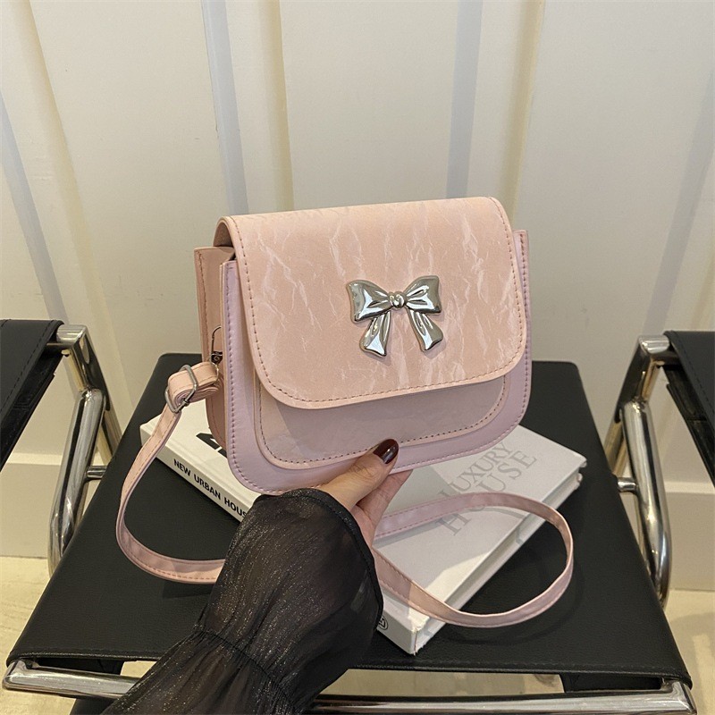 Túi đeo chéo nữ thời trang KAMILA túi đeo vai đính nơ chất da nhung mịn size 19cm dễ thương CK306