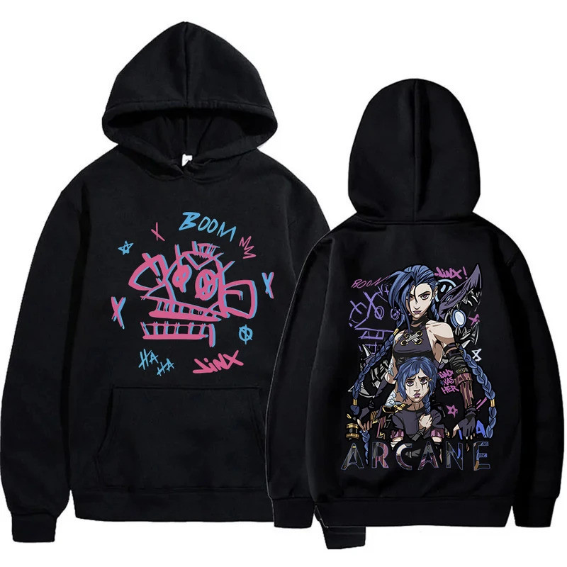 Áo hoodie Arcane-jinx Hot Anime Arcane-jinx Áo hoodie nam nữ dài tay dạo phố Áo thun chui đầu M-3XL