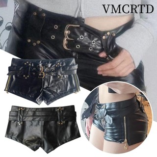 VMCRTD Giày bốt siêu ngắn và thắt lưng da Pu Spice Girl Y2K, quần short eo thấp gợi cảm dành cho nữ